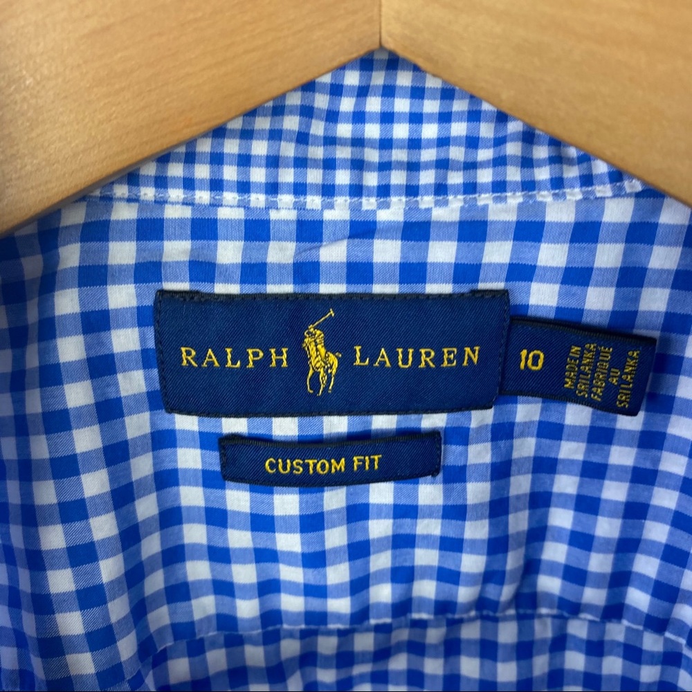 Ralph Lauren Blue Gingham Button Down Shirt 10 - Picture 2 of 4